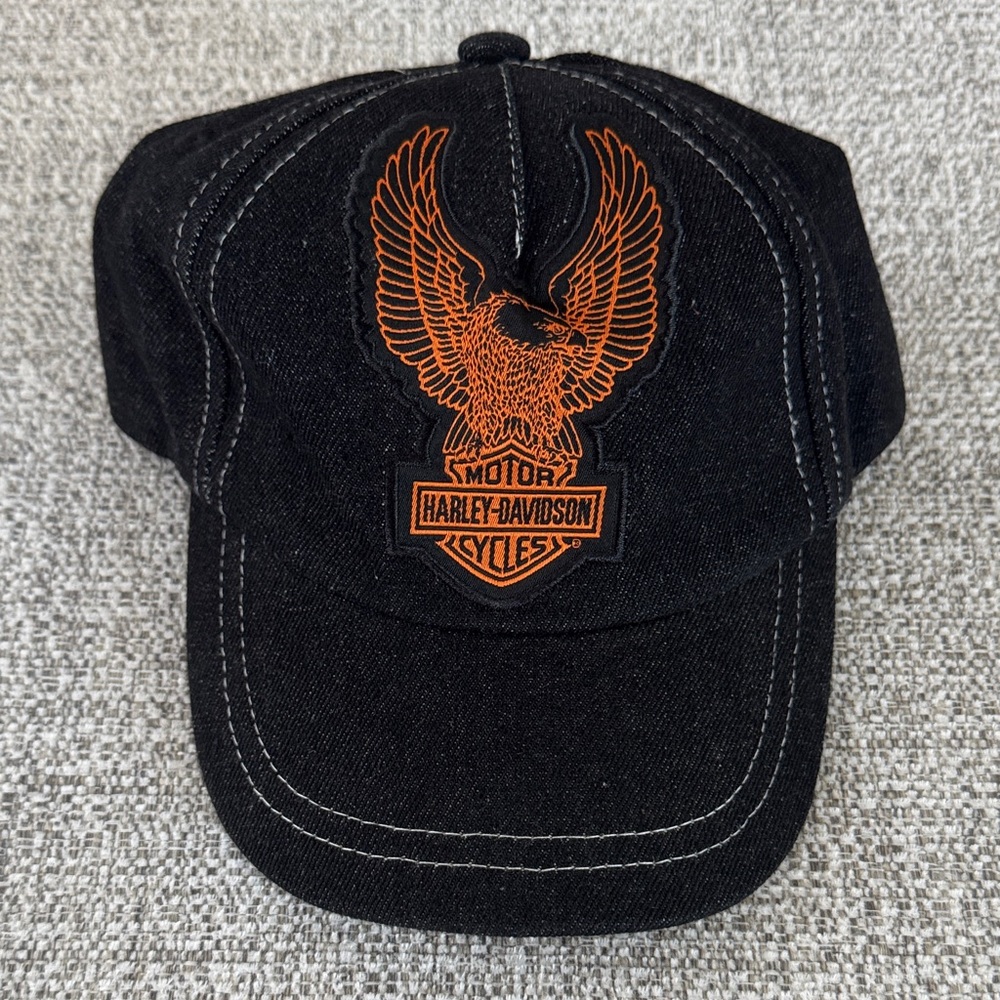 Harley-Davidson Black Hat with Orange Eagle Emblem- Toddler